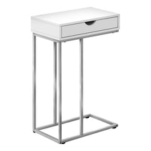 Load image into Gallery viewer, Side Table / C Table - 1 Storage Drawer, Pass-Through / Rectangular - 25&quot;H - White / Silver
