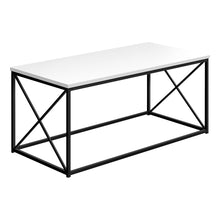 Load image into Gallery viewer, Coffee Table - Rectangular / Metal Base With X-Shaped Sides - 40&quot;L - White / Black
