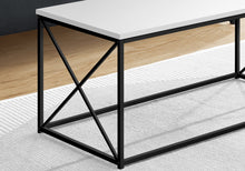 Load image into Gallery viewer, Coffee Table - Rectangular / Metal Base With X-Shaped Sides - 40&quot;L - White / Black
