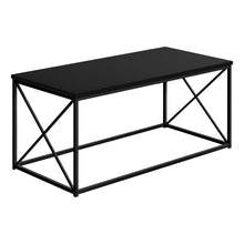 Load image into Gallery viewer, Coffee Table - Rectangular / Metal Base With X-Shaped Sides - 40&quot;L - Black / Black
