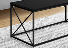 Load image into Gallery viewer, Coffee Table - Rectangular / Metal Base With X-Shaped Sides - 40&quot;L - Black / Black
