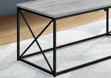 Load image into Gallery viewer, Coffee Table - Rectangular / Metal Base With X-Shaped Sides - 40&quot;L - Grey Wood-Look / Black
