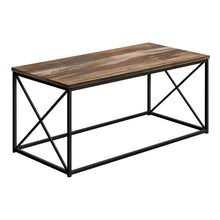 Charger l&#39;image dans la galerie, Coffee Table - Rectangular / Metal Base With X-Shaped Sides - 40&quot;L - Medium Brown Reclaimed Wood-Look  / Black
