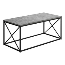 Charger l&#39;image dans la galerie, Coffee Table - Rectangular / Metal Base With X-Shaped Sides - 40&quot;L - Grey Stone-Look / Black
