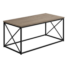 Load image into Gallery viewer, Coffee Table - Rectangular / Metal Base With X-Shaped Sides - 40&quot;L - Dark Taupe Wood-Look / Black
