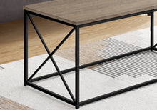 Load image into Gallery viewer, Coffee Table - Rectangular / Metal Base With X-Shaped Sides - 40&quot;L - Dark Taupe Wood-Look / Black
