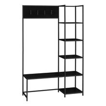 Charger l&#39;image dans la galerie, Bench, Entryway, Storage, Organizer, Coat Rack, Hall Tree, Metal Frame, Laminate, Black, Contemporary, Modern
