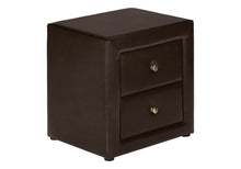 Charger l&#39;image dans la galerie, Nightstand - Upholstered / 2 Storage Drawers - 21&quot;H - Dark Brown Leather-Look
