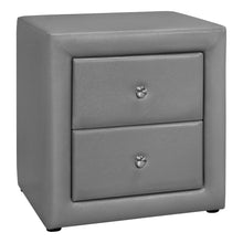 Load image into Gallery viewer, Nightstand - Upholstered / 2 Storage Drawers - 21&quot;H - Grey Leather-Look
