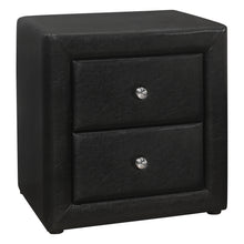 Load image into Gallery viewer, Nightstand - Upholstered / 2 Storage Drawers - 21&quot;H - Black Leather-Look
