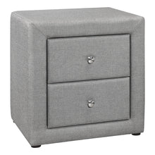 Charger l&#39;image dans la galerie, Nightstand - Upholstered / 2 Storage Drawers - 21&quot;H - Grey Linen-Look
