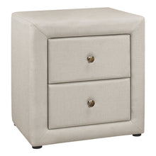 Load image into Gallery viewer, Nightstand - Upholstered / 2 Storage Drawers - 21&quot;H - Beige Linen-Look
