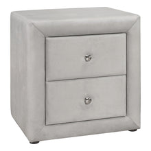 Load image into Gallery viewer, Nightstand - Upholstered / 2 Storage Drawers - 21&quot;H - Light Grey Velvet
