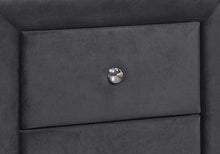 Load image into Gallery viewer, Nightstand - Upholstered / 2 Storage Drawers - 21&quot;H - Dark Grey Velvet
