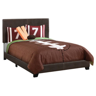 Bed, Frame, Platform, Bedroom, Full Size, Upholstered, Leather Look, Wood Legs, Dark Brown, Black, Contemporary, Modern