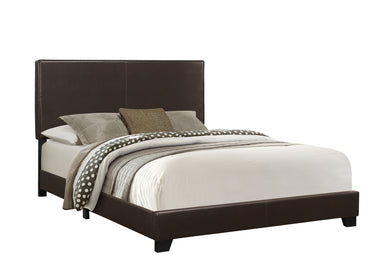 Bed, Frame, Platform, Bedroom, Queen Size, Upholstered, Leather Look, Wood Legs, Dark Brown, Black, Contemporary, Modern