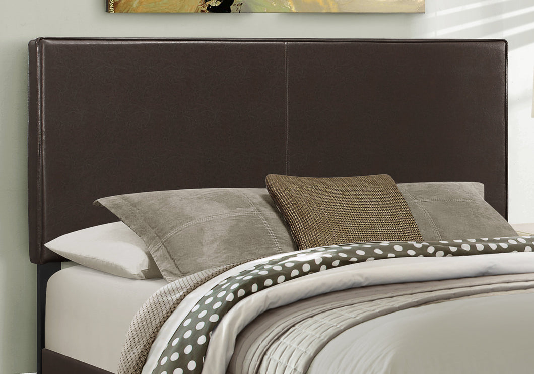 Bed, Frame, Platform, Bedroom, Queen Size, Upholstered, Leather Look, Wood Legs, Dark Brown, Black, Contemporary, Modern