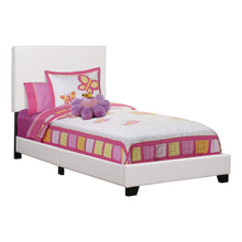 Charger l&#39;image dans la galerie, Bed, Frame, Platform, Bedroom, Twin Size, Upholstered, Leather Look, Wood Legs, White, Black, Contemporary, Modern
