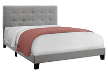 Charger l&#39;image dans la galerie, Bed, Frame, Platform, Bedroom, Queen Size, Upholstered, Linen Look Fabric, Wood Legs, Grey, Black, Contemporary, Modern
