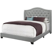 Load image into Gallery viewer, Bed, Frame, Platform, Bedroom, Queen Size, Upholstered, Velvet Fabric, Wood Legs, Grey, Black, Classic, Contemporary, Modern
