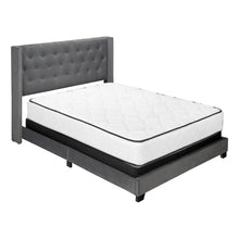 Load image into Gallery viewer, Bed, Frame, Platform, Bedroom, Queen Size, Upholstered, Linen Look Fabric, Wood Legs, Dark Grey, Black, Classic, Contemporary, Modern
