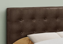 Load image into Gallery viewer, Headboard, Bedroom, Full Size, Upholstered, Leather Look, Wooden Frame, Dark Brown, Black, Contemporary, Modern
