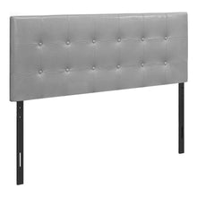 Load image into Gallery viewer, Headboard, Bedroom, Full Size, Upholstered, Leather Look, Wooden Frame, Grey, Black, Contemporary, Modern
