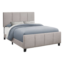 Charger l&#39;image dans la galerie, Bed, Frame, Platform, Bedroom, Queen Size, Upholstered, Linen Look Fabric, Wood Legs, Grey, Black, Contemporary, Modern
