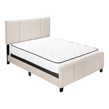 Charger l&#39;image dans la galerie, Bed, Frame, Platform, Bedroom, Queen Size, Upholstered, Linen Look Fabric, Wood Legs, Beige, Black, Contemporary, Modern
