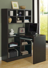 Load image into Gallery viewer, Computer Desk, Home Office, Bookcase, Corner, Storage Shelves, Left, Right Set-Up, L Shape, Laminate, Dark Brown, Contemporary, Modern
