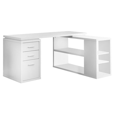 Computer Desk, Home Office, Corner, Left, Right Set-Up, Storage Drawers, L Shape, Laminate, White, Contemporary, Modern