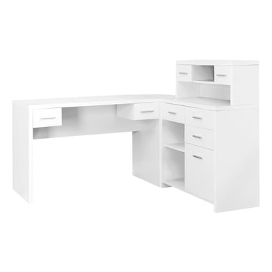 Computer Desk, Home Office, Corner, Left, Right Set-Up, Storage Drawers, L Shape, Laminate, White, Contemporary, Modern