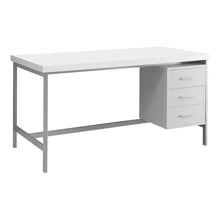 Load image into Gallery viewer, Computer Desk, Home Office, Laptop, Left, Right Set-Up, Storage Drawers, 60&quot;L, Metal, Laminate, White, Grey, Contemporary, Modern
