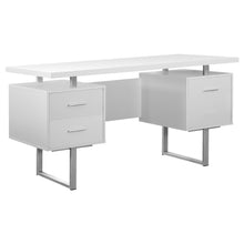 Load image into Gallery viewer, Computer Desk, Home Office, Laptop, Left, Right Set-Up, Storage Drawers, 60&quot;L, Metal, Laminate, White, Grey, Contemporary, Modern
