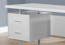 Load image into Gallery viewer, Computer Desk, Home Office, Laptop, Left, Right Set-Up, Storage Drawers, 60&quot;L, Metal, Laminate, White, Grey, Contemporary, Modern
