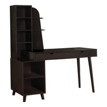 Load image into Gallery viewer, Computer Desk, Home Office, Laptop, Storage Drawers, 55&quot;L, Laminate, Solid Wood Legs, Dark Brown, Contemporary, Modern
