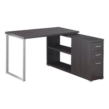 Load image into Gallery viewer, Computer Desk, Home Office, Corner, Left, Right Set-Up, Storage Drawers, L Shape, Metal, Laminate, Grey, Silver, Contemporary, Modern
