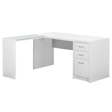 Charger l&#39;image dans la galerie, Computer Desk, Home Office, Corner, Left, Right Set-Up, Storage Drawers, L Shape, Laminate, Tempered Glass, White, Contemporary, Modern
