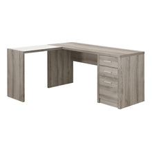 Load image into Gallery viewer, Computer Desk, Home Office, Corner, Left, Right Set-Up, Storage Drawers, L Shape, Laminate, Tempered Glass, Dark Taupe, Contemporary, Modern
