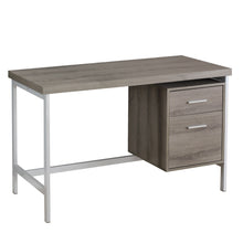 Load image into Gallery viewer, Computer Desk, Home Office, Laptop, Left, Right Set-Up, Storage Drawers, 48&quot;L, Metal, Laminate, Dark Taupe, Silver, Contemporary, Modern
