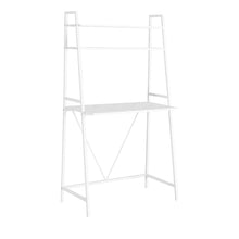 Load image into Gallery viewer, Computer Desk, Home Office, Laptop, Leaning, Storage Shelves, Metal, White, White, Contemporary, Modern
