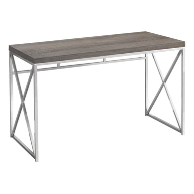 Computer Desk, Home Office, Laptop, Storage Drawers, Metal, Laminate, Dark Taupe, Contemporary, Modern