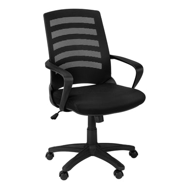 Office Chair, Adjustable Height, Swivel, Ergonomic, Armrests, Computer Desk, Office, Metal Base, Mesh, Black, Contemporary, Modern