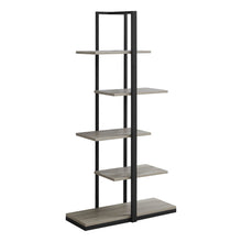 Load image into Gallery viewer, Bookshelf, Bookcase, Etagere, 5 Tier, 60&quot;H, Office, Bedroom, Metal, Laminate, Dark Taupe, Black, Contemporary, Modern
