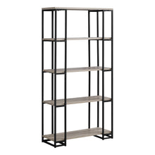 Load image into Gallery viewer, Bookshelf, Bookcase, Etagere, 5 Tier, 60&quot;H, Office, Bedroom, Metal, Laminate, Dark Taupe, Black, Contemporary, Industrial, Modern
