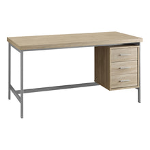 Load image into Gallery viewer, Computer Desk, Home Office, Laptop, Left, Right Set-Up, Storage Drawers, 60&quot;L, Metal, Laminate, Natural, Contemporary, Modern
