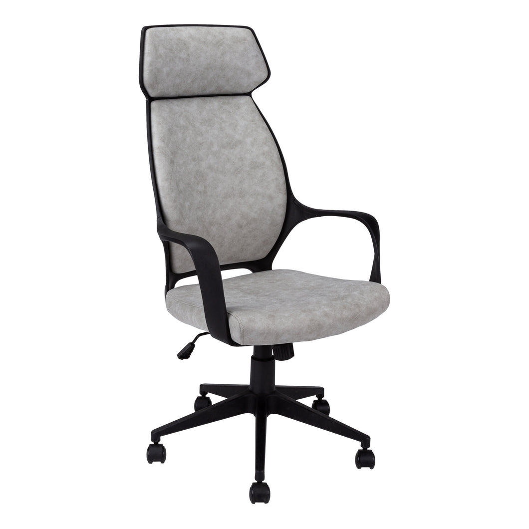 Office Chair, Adjustable Height, Swivel, Ergonomic, Armrests, Computer Desk, Office, Metal Base, Microfiber, Grey, Black, Contemporary, Modern