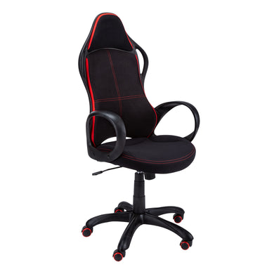 Office Chair, Adjustable Height, Swivel, Ergonomic, Armrests, Computer Desk, Office, Metal Base, Fabric, Black, Red, Contemporary, Modern