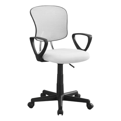 Office Chair, Adjustable Height, Swivel, Ergonomic, Armrests, Computer Desk, Office, Metal Base, Mesh, White, Black, Contemporary, Modern