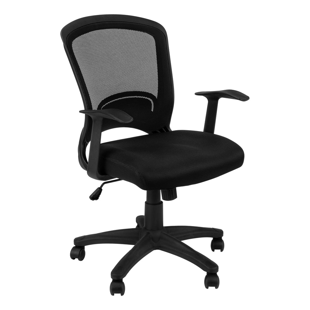 Office Chair, Adjustable Height, Swivel, Ergonomic, Armrests, Computer Desk, Office, Metal Base, Mesh, Black, Contemporary, Modern